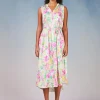 Botanical Watercolor Midi Dress