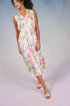 Botanical Watercolor Midi Dress