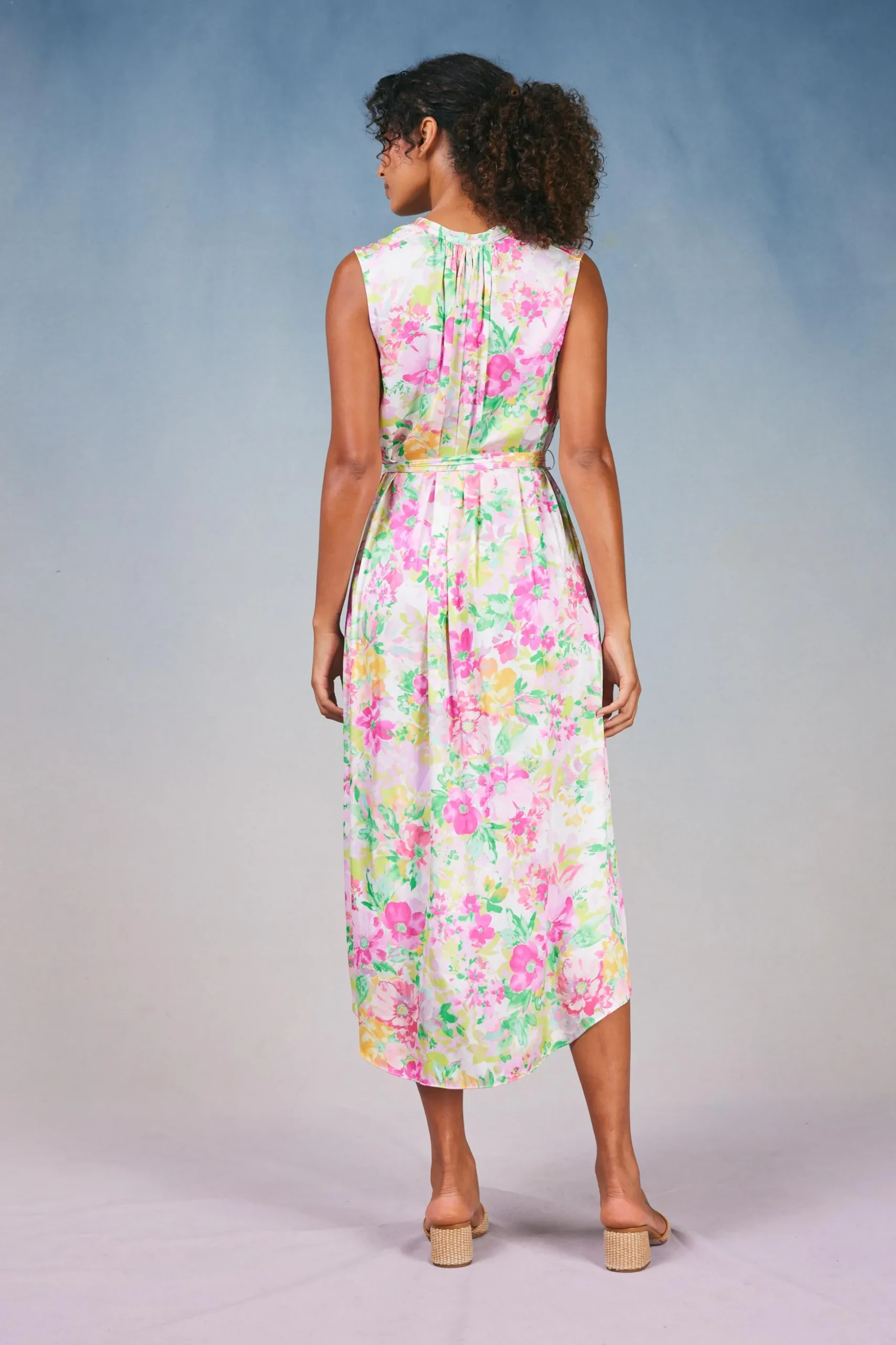 Botanical Watercolor Midi Dress