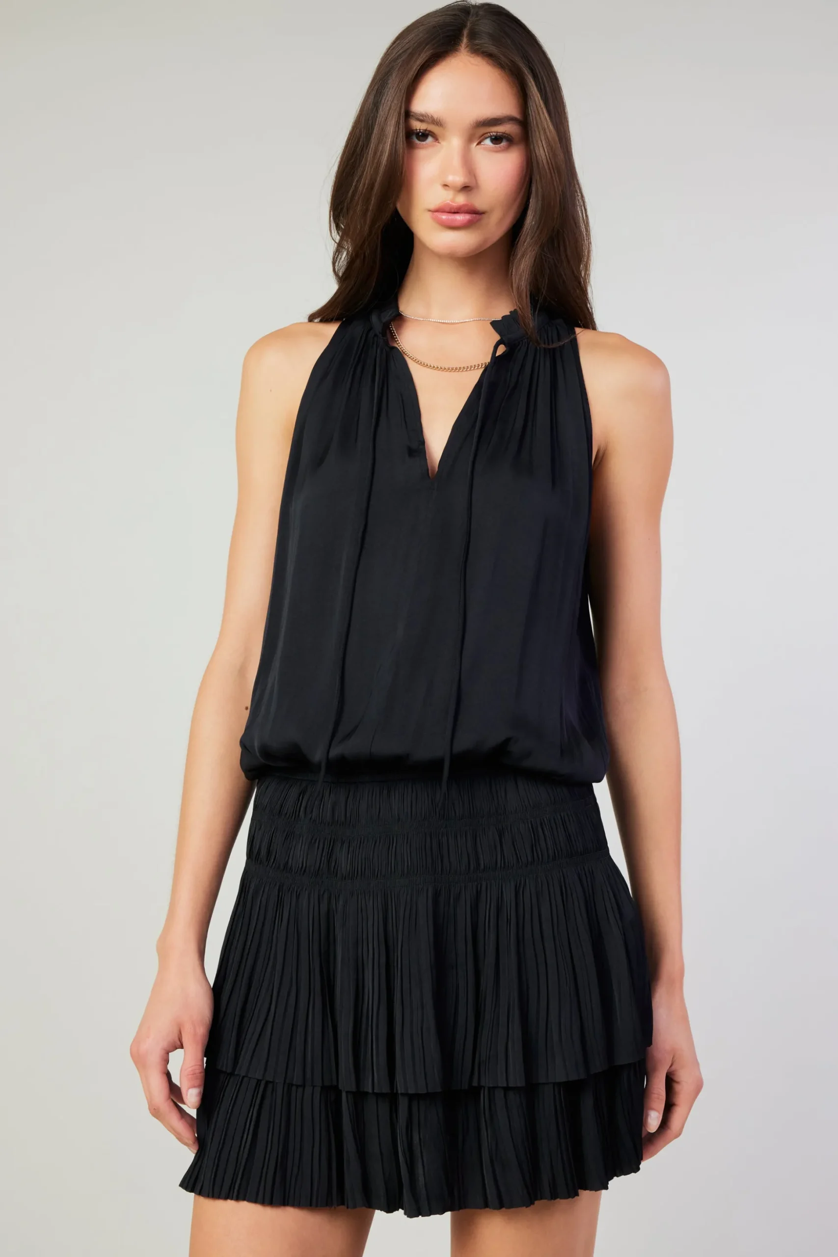 Cara Sleeveless Pleated Mini Dress