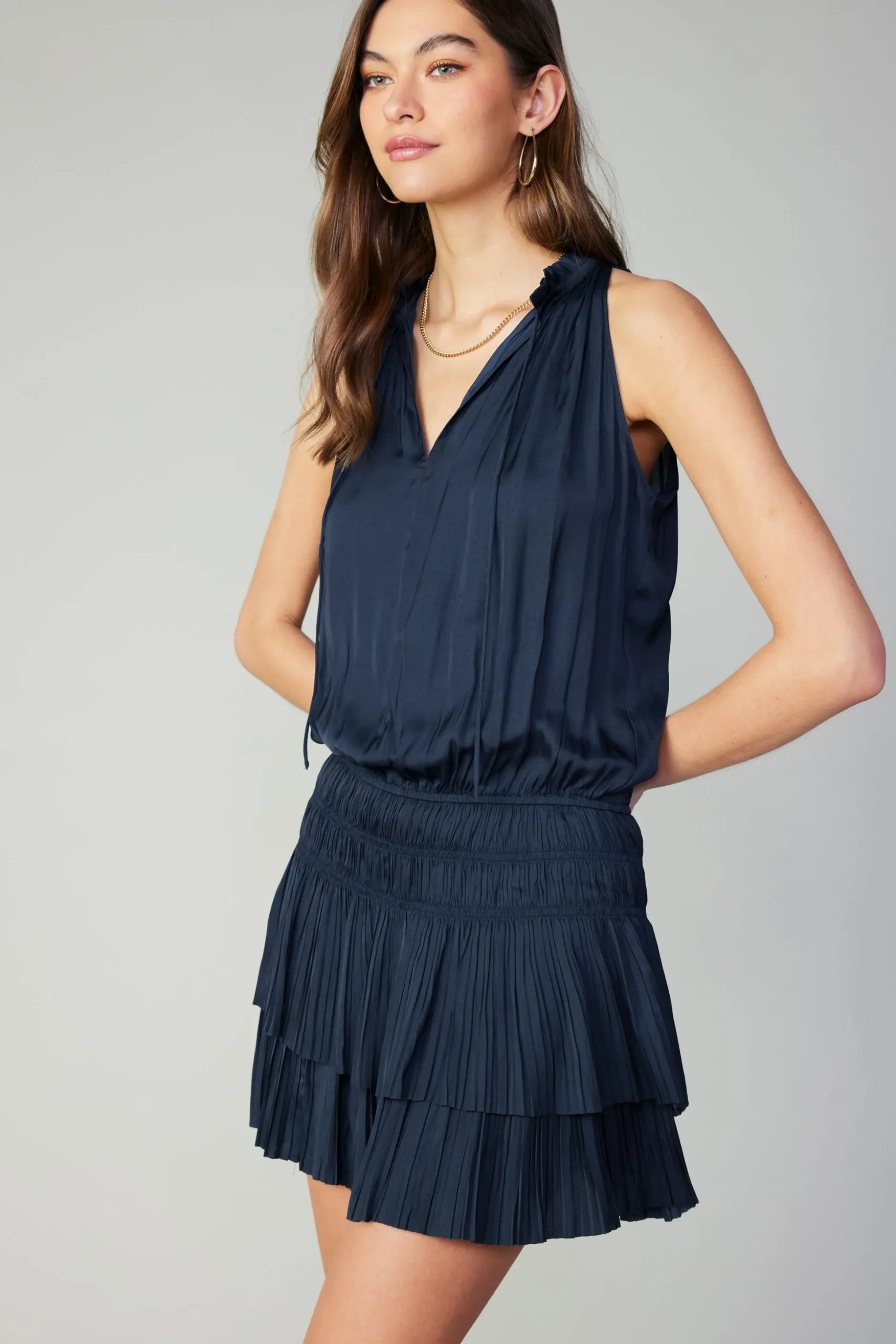 Cara Sleeveless Pleated Mini Dress