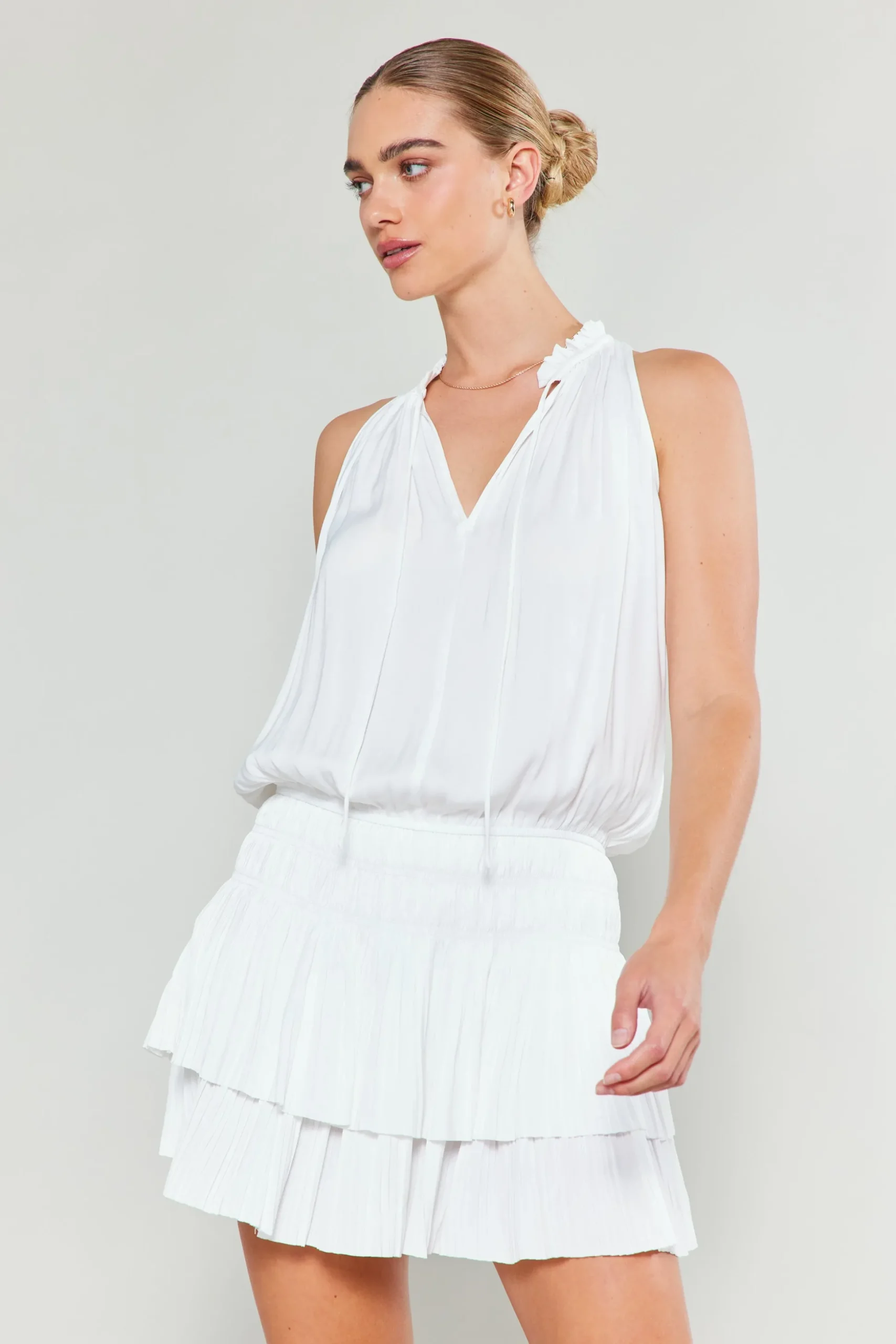 Cara Sleeveless Pleated Mini Dress