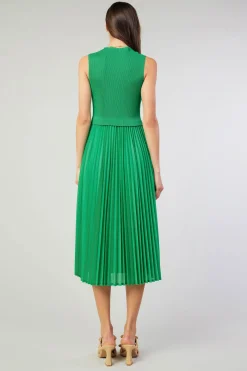 Cari Ribbed Contrast Pleated Dress