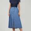 Chambray Box Pleat Skirt