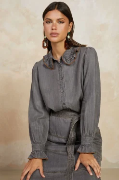 Chambray Button Down Blouse