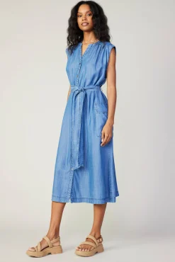 Chambray Buttondown Shirt Dress