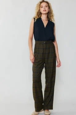 Checkered Wide Leg Pants