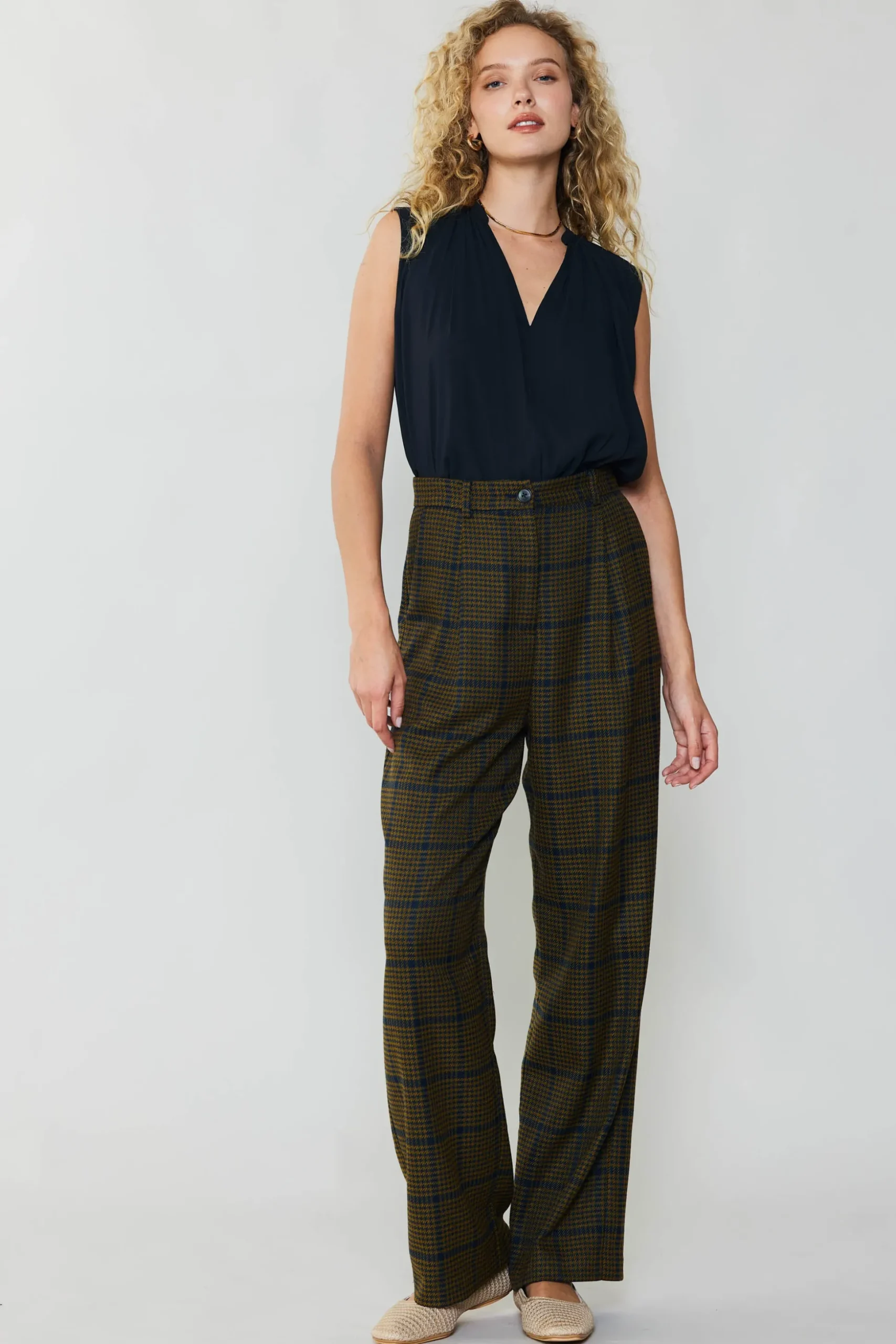 Checkered Wide Leg Pants