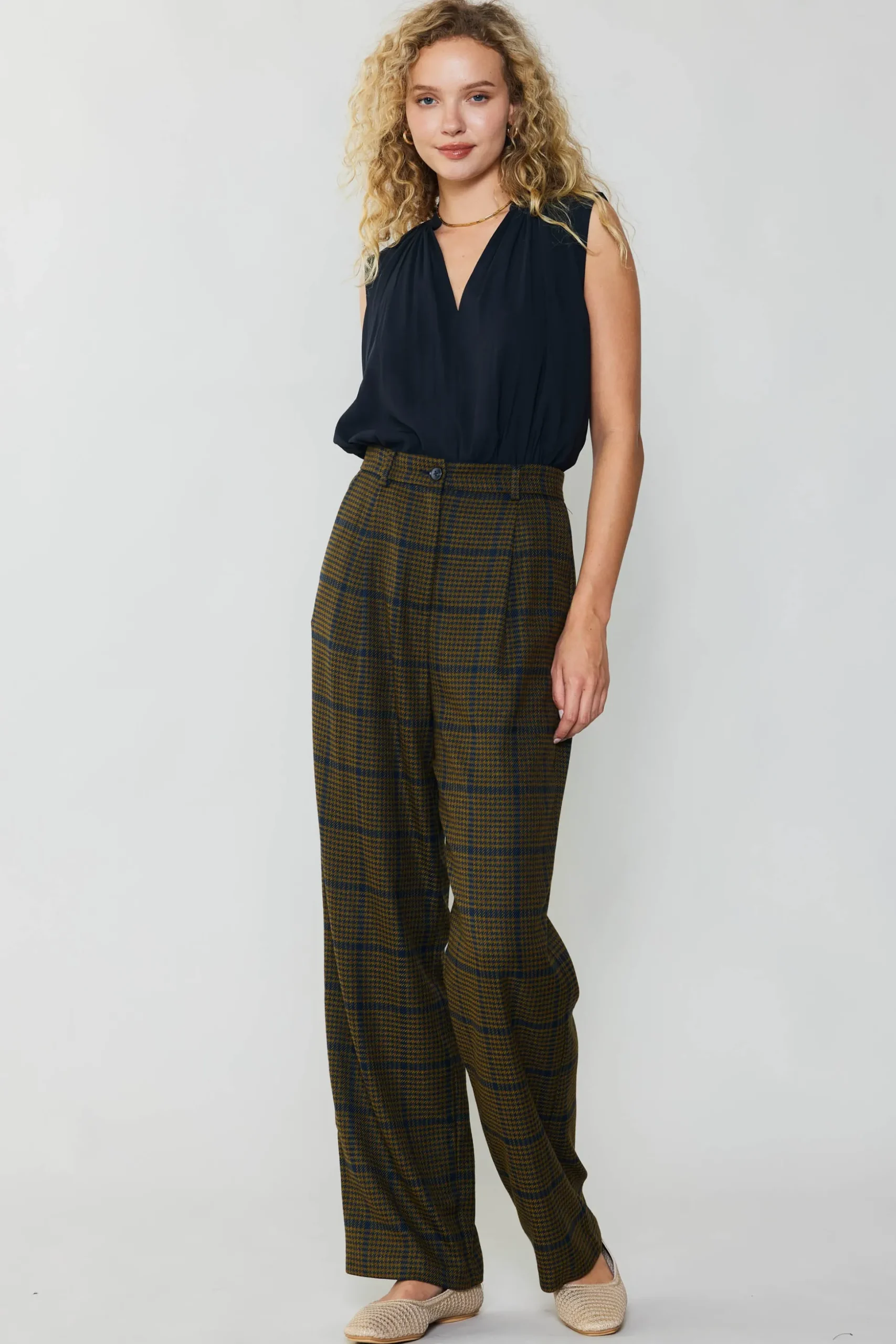 Checkered Wide Leg Pants
