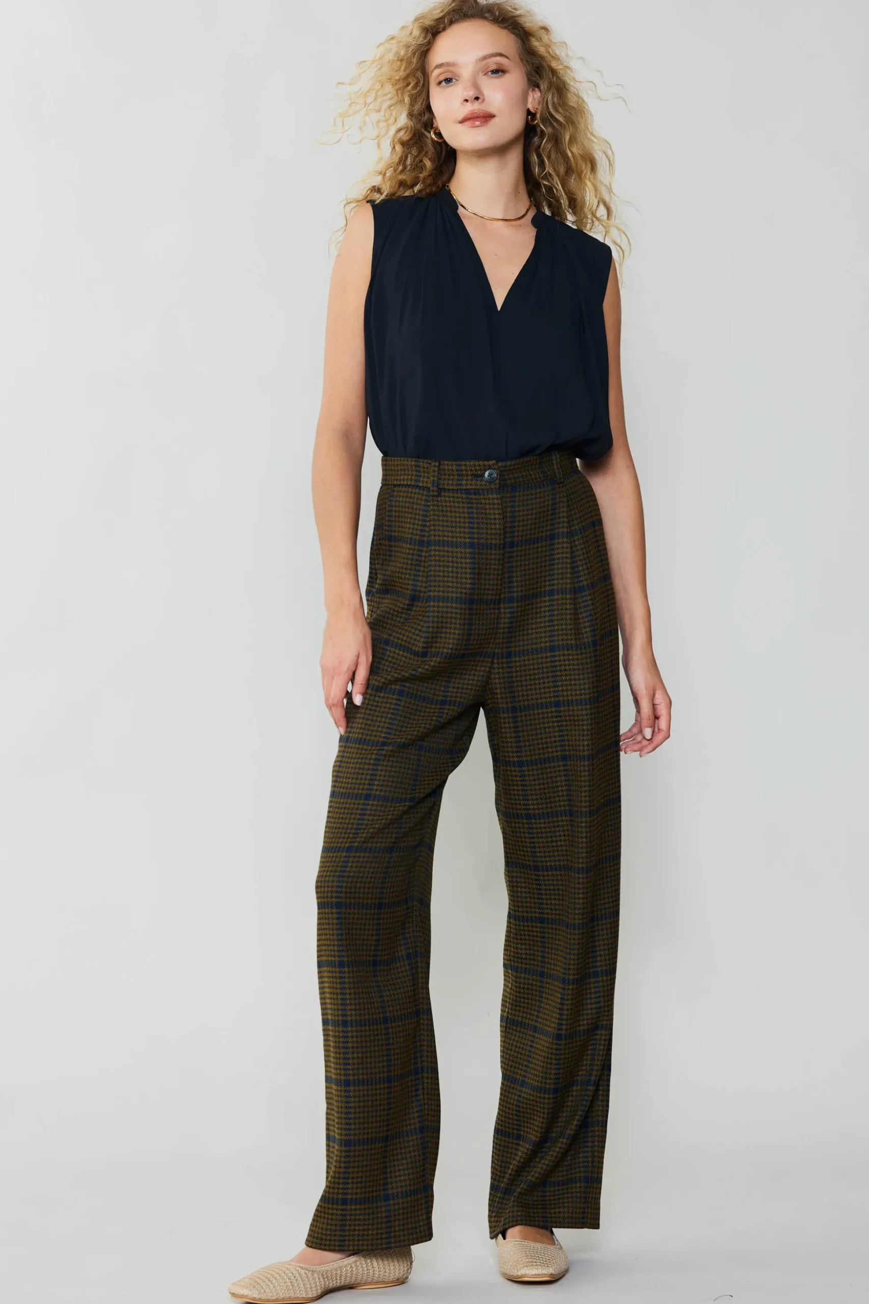 Checkered Wide Leg Pants