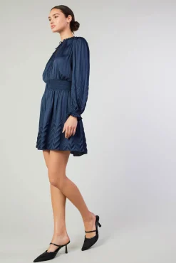 Chevron Pleat Mini Dress