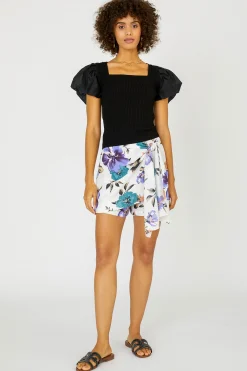 Constrast Puff Sleeve Sweater Top