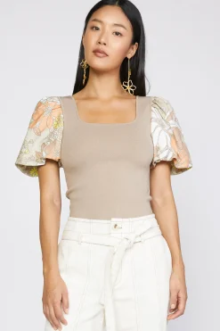 Contrast Floral Sweater Top