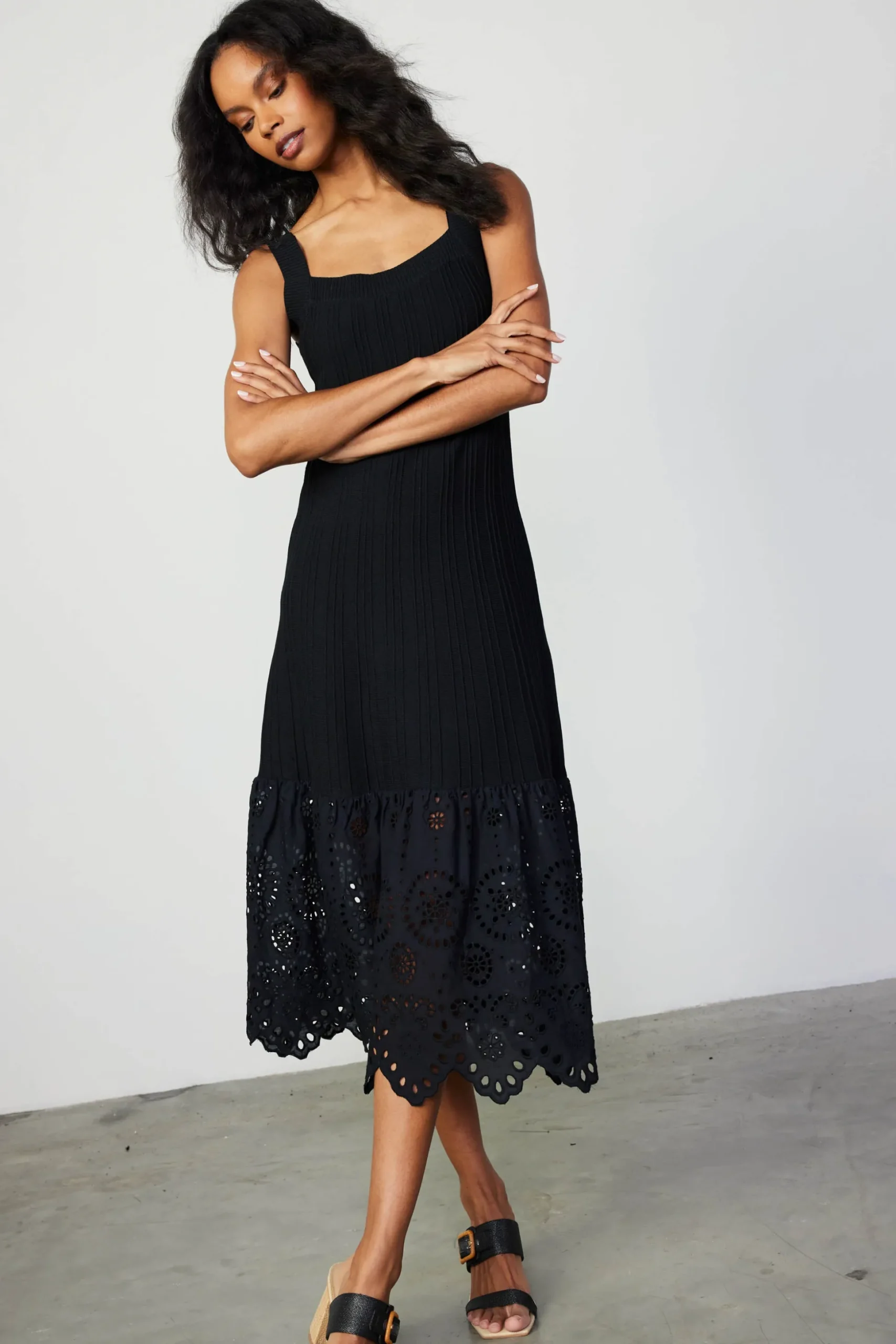 Contrast Lace Knit Dress