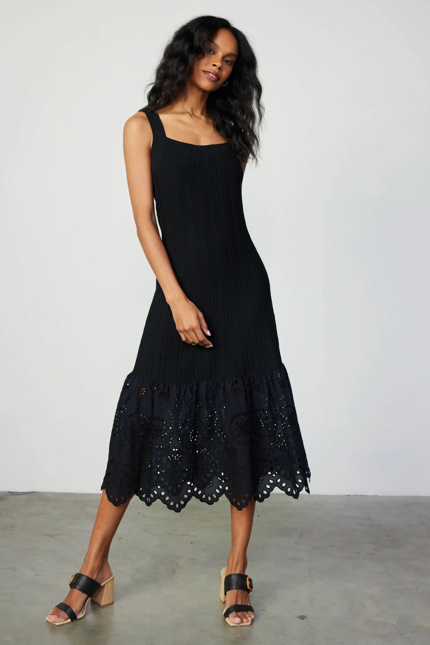 Contrast Lace Knit Dress