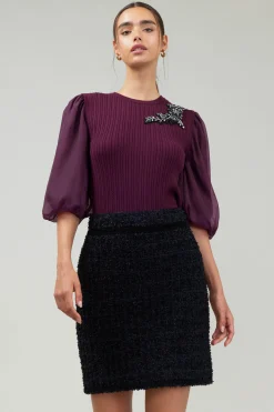 Contrast Sleeve Knit Blouse