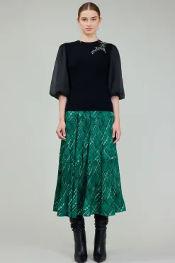 Contrast Sleeve Knit Blouse