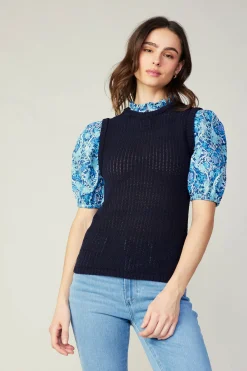 Contrast Sleeve Knit Top