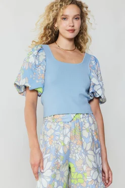 Contrast Sleeve Knit Top