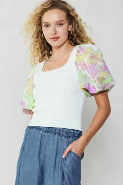 Contrast Sleeve Knit Top