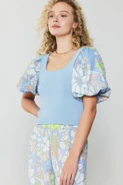 Contrast Sleeve Knit Top