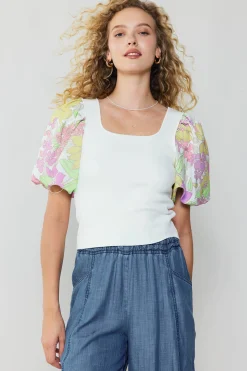 Contrast Sleeve Knit Top