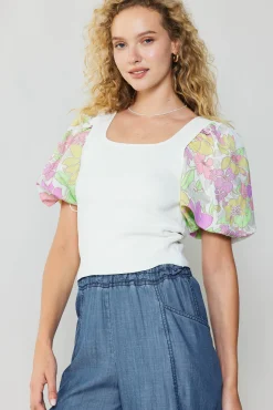 Contrast Sleeve Knit Top