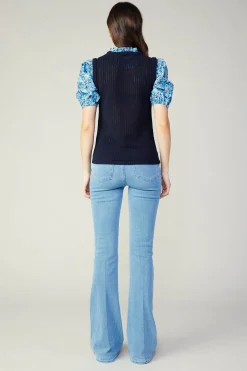 Contrast Sleeve Knit Top