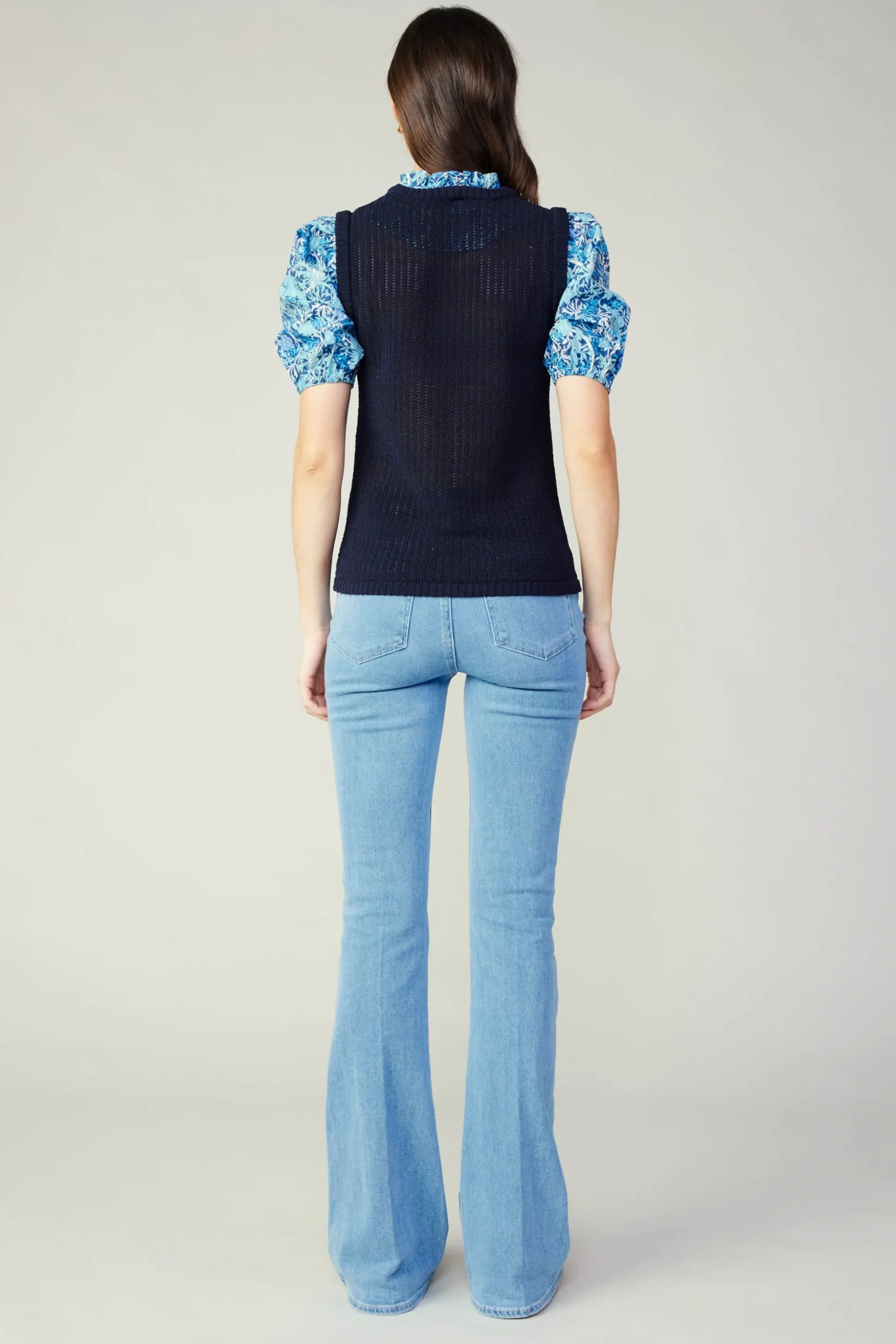 Contrast Sleeve Knit Top