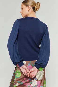 Contrast Sleeve Knit Top