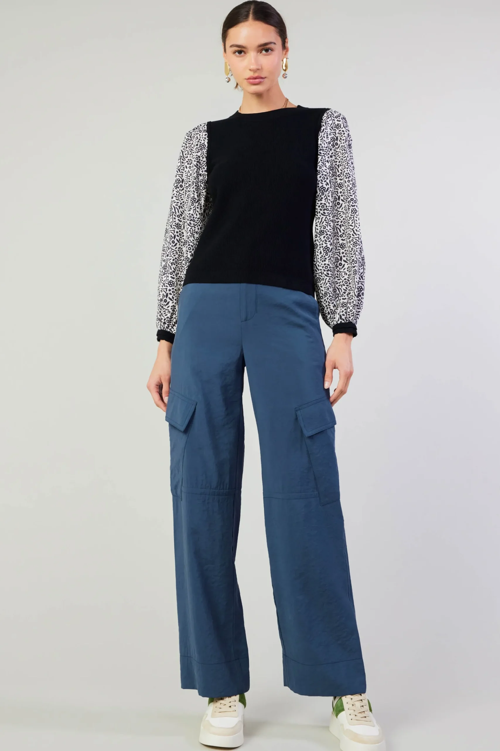 Contrast Sleeve Sweater Top