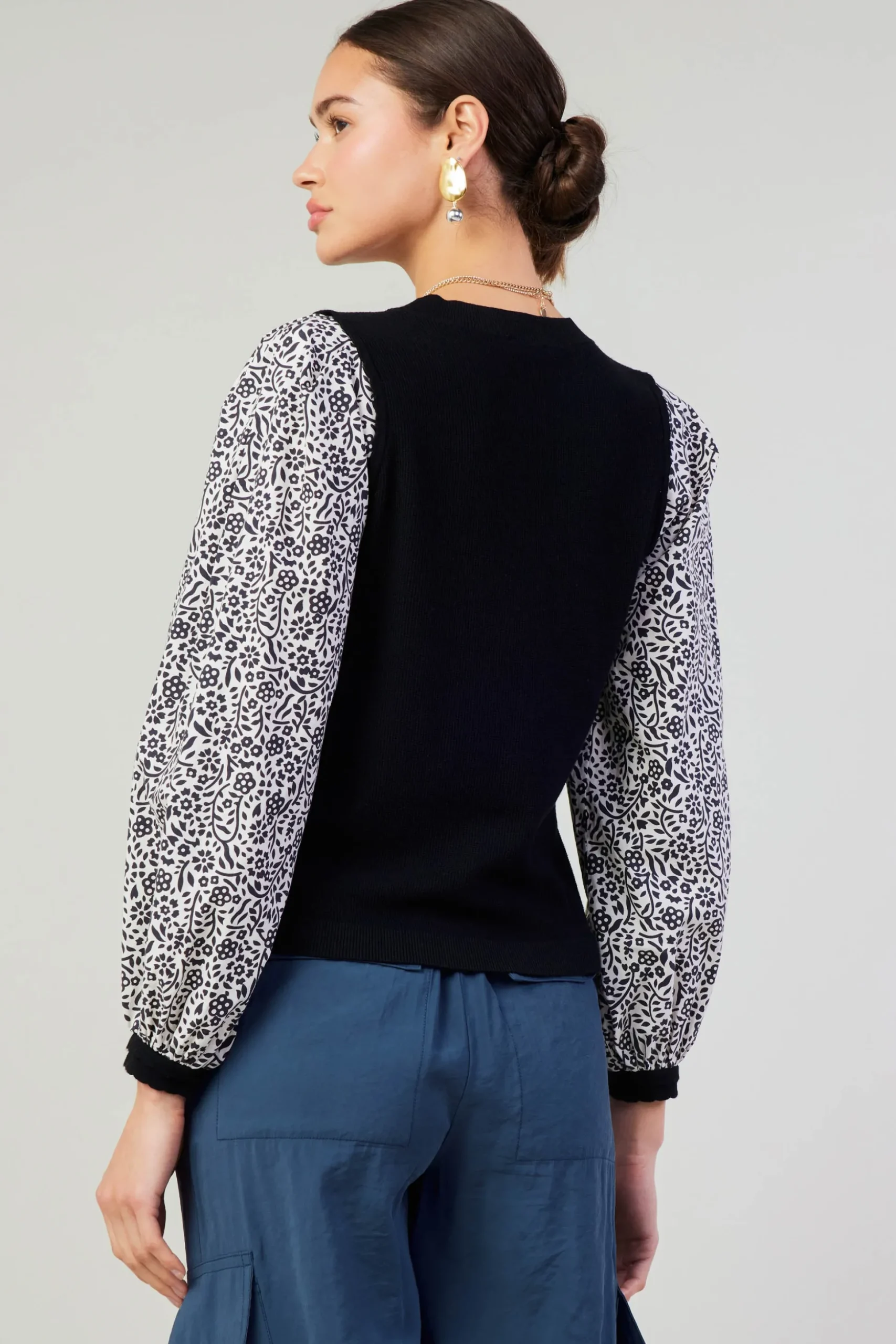 Contrast Sleeve Sweater Top