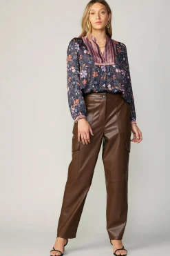 Contrast Stripe Floral Blouse