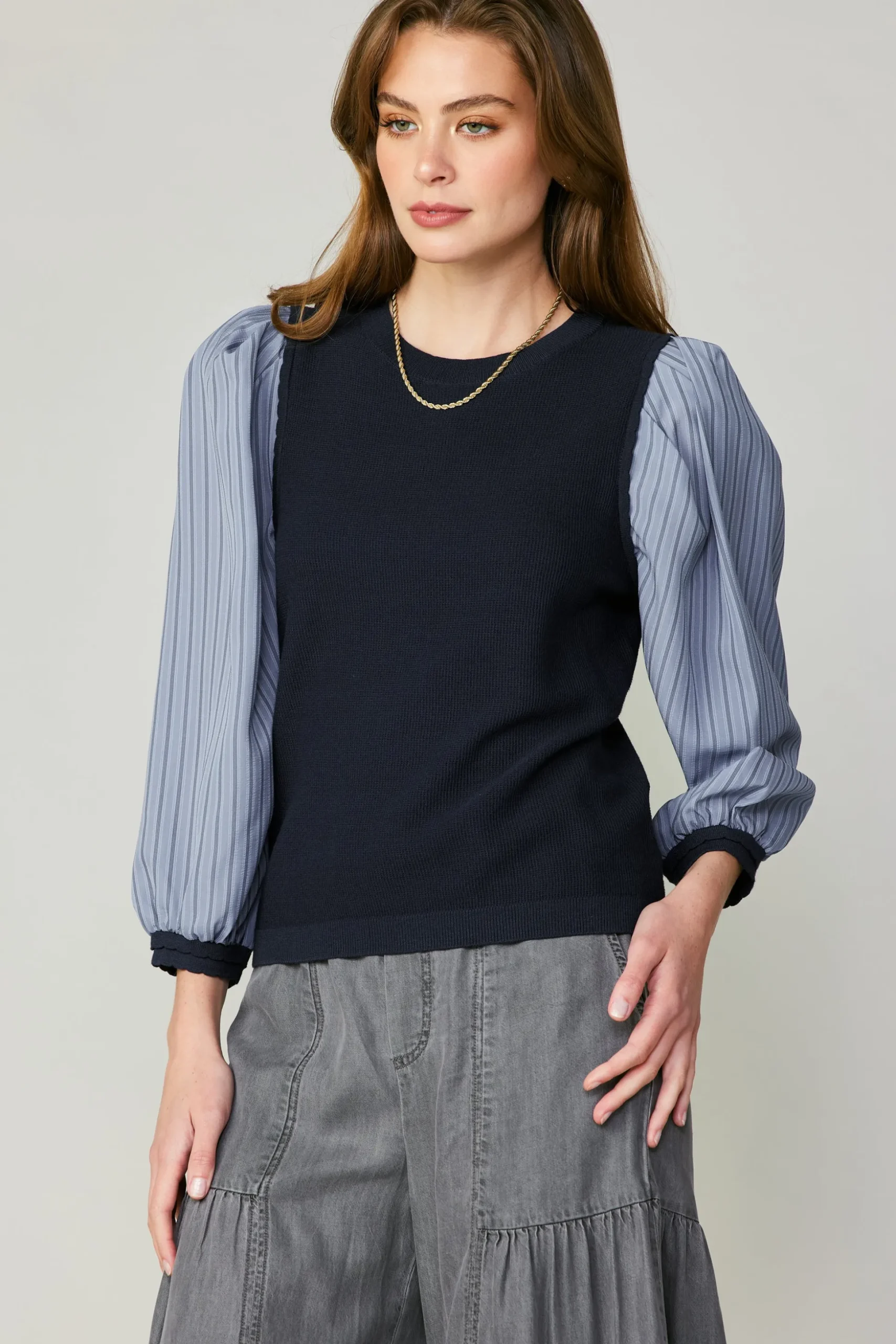 Contrast Sweater Top