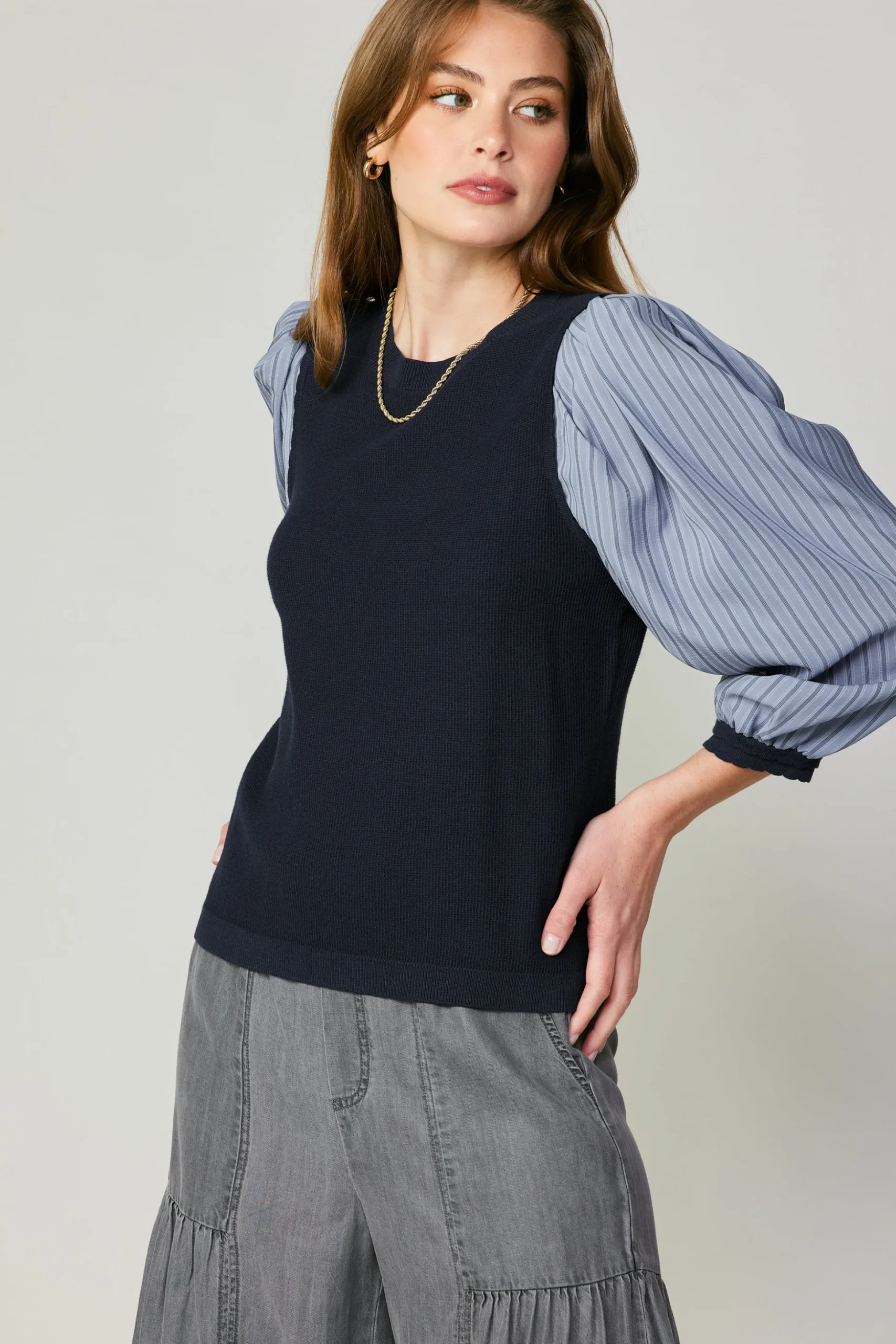 Contrast Sweater Top