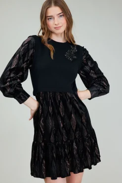 Contrast Velvet Foil Mini Dress