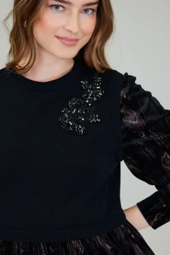 Contrast Velvet Foil Mini Dress