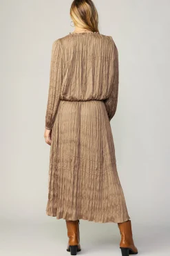 Crinkle Plisse Midi Skirt