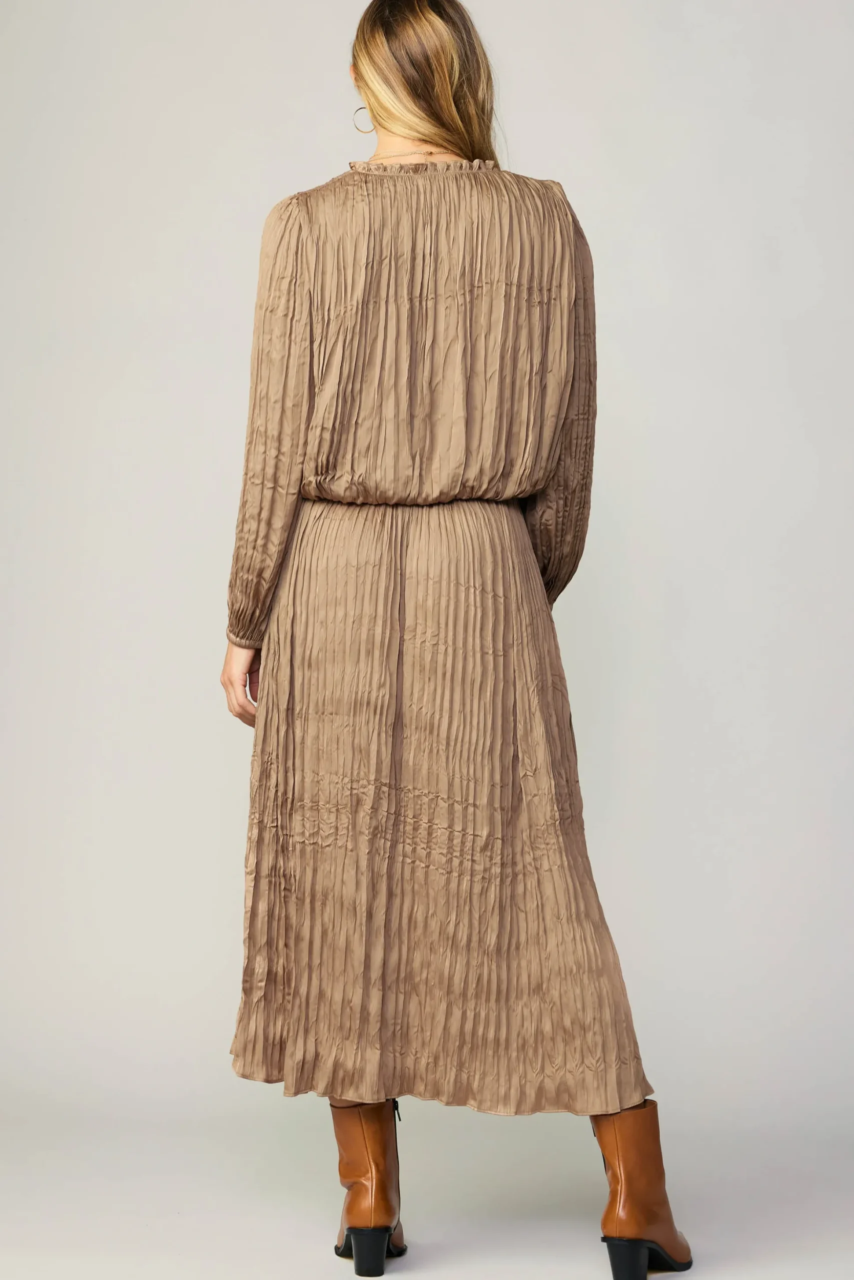 Crinkle Plisse Midi Skirt