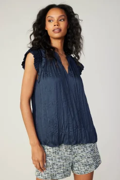 Crinkled Flutter Sleeve Top