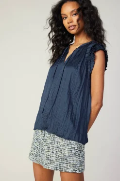 Crinkled Flutter Sleeve Top