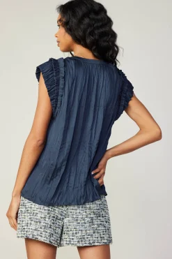Crinkled Flutter Sleeve Top