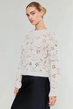 3D Floral Crochet Sweater