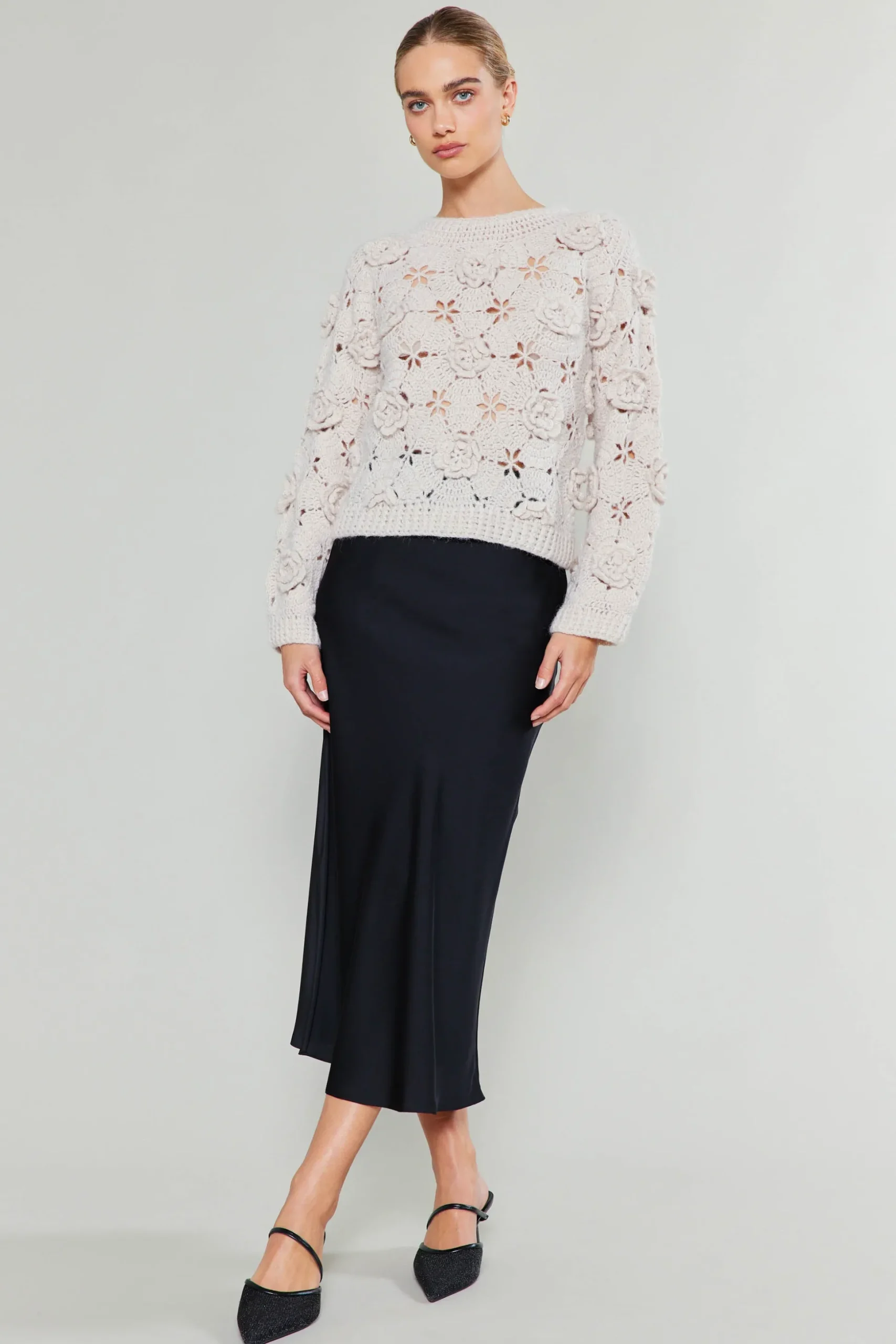 3D Floral Crochet Sweater