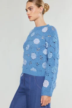 3D Floral Crochet Sweater
