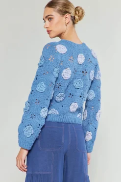 3D Floral Crochet Sweater
