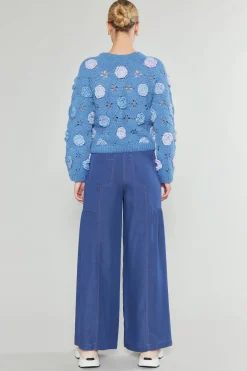 3D Floral Crochet Sweater