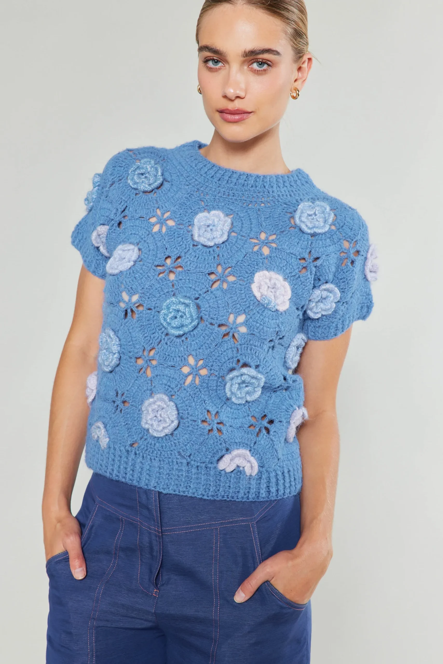 3D Floral Crochet Top