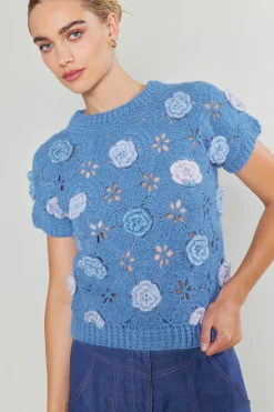 3D Floral Crochet Top