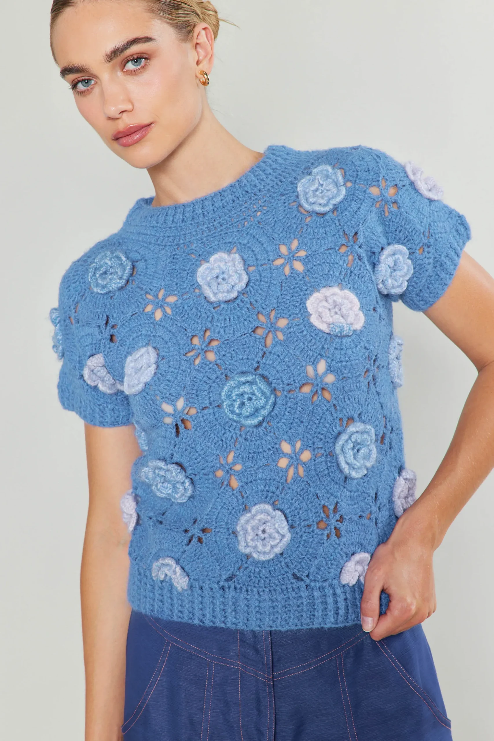 3D Floral Crochet Top